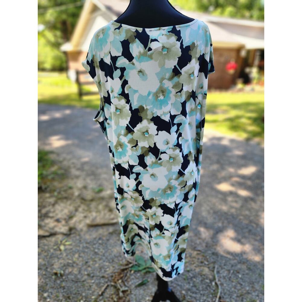 Chico's Size 3(16 US) Short Sleeve Watercolor Floral Pattern Knit Pullover Dress - Picture 10 of 10